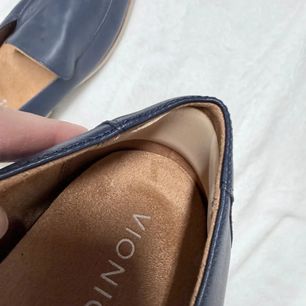 Vionic‎ Kensley Navy Nappa Leather Lug Sole Platform Loafers Womens 8.5